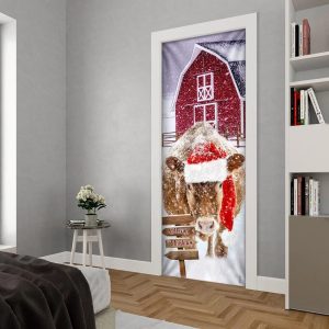 Cow Barn Merry Christmas Door Cover Door Christmas Cover Cow Lover Gifts Unique Gifts Doorcover 5