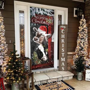 Cow Cattle Door Cover Merry Christmas Door Cover Door Christmas Cover Cow Lover Gifts 2