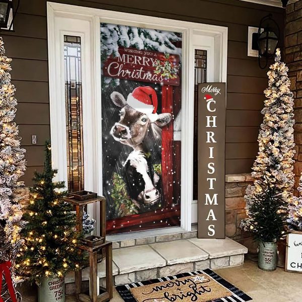 Cow Cattle  Door Cover – Merry Christmas Door Cover – Door Christmas Cover – Cow Lover Gifts