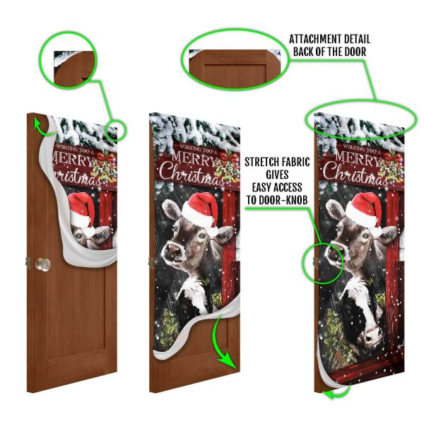 Cow Cattle  Door Cover – Merry Christmas Door Cover – Door Christmas Cover – Cow Lover Gifts