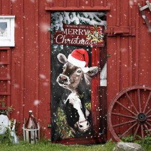 Cow Cattle Door Cover Merry Christmas Door Cover Door Christmas Cover Cow Lover Gifts 6