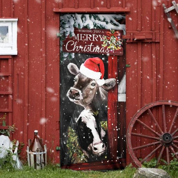 Cow Cattle  Door Cover – Merry Christmas Door Cover – Door Christmas Cover – Cow Lover Gifts