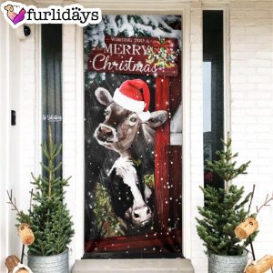 Cow Cattle Door Cover Merry Christmas Door Cover Door Christmas Cover Cow Lover Gifts 7