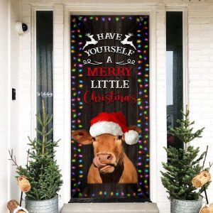 Cow Cattle Door Cover Have Yourself A Merry Little Christmas Door Christmas Cover Unique Gifts Doorcover 1