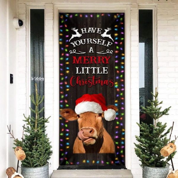 Cow Cattle Door Cover Have Yourself A Merry Little Christmas – Door Christmas Cover – Unique Gifts Doorcover