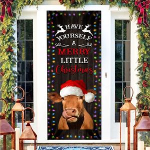 Cow Cattle Door Cover Have Yourself A Merry Little Christmas Door Christmas Cover Unique Gifts Doorcover 3