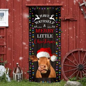 Cow Cattle Door Cover Have Yourself A Merry Little Christmas Door Christmas Cover Unique Gifts Doorcover 4