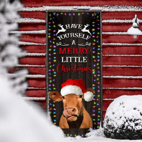 Cow Cattle Door Cover Have Yourself A Merry Little Christmas – Door Christmas Cover – Unique Gifts Doorcover