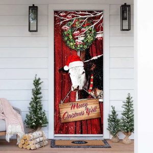 Cow Cattle Mooey Christmas Door Cover…