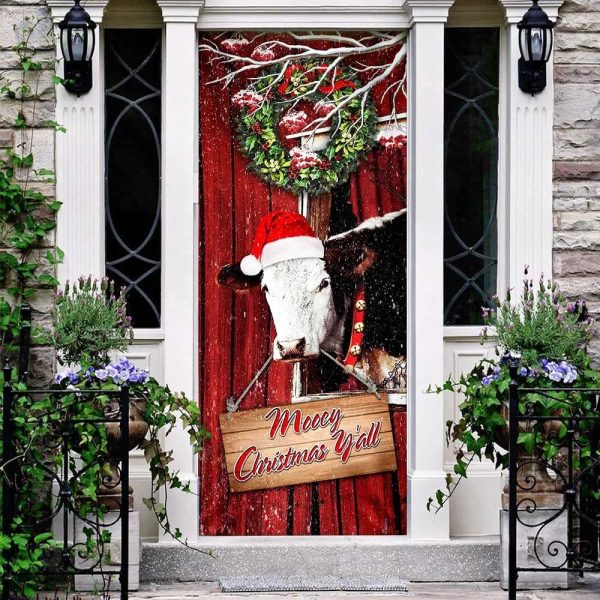 Cow Cattle Mooey Christmas Door Cover – Christmas Door Cover Decorations – Unique Gifts Doorcover