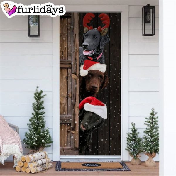 Curly-Coated Retriever Christmas Door Cover – Xmas Gifts For Pet Lovers – Christmas Gift For Friends