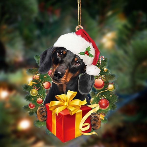 Dachshund Give Gifts Hanging Ornament – Flat Acrylic Dog Ornament – Dog Lovers Gifts For Him Or Her