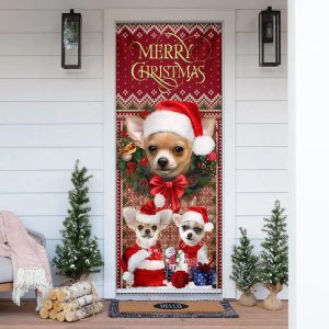 Dachshund Happy House Christmas Door Cover Dachshund Lover Gifts Xmas Outdoor Decoration Gifts For Dog Lovers 1