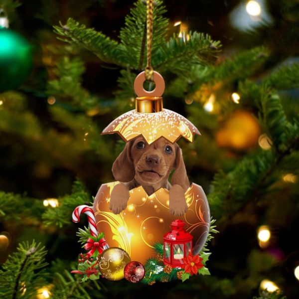 Dachshund In Golden Egg Christmas Ornament – Car Ornament – Unique Dog Gifts For Owners