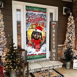 Dachshund Merry Christmas Door Cover Dachshund Lover Gifts Xmas Outdoor Decoration Gifts For Dog Lovers 2