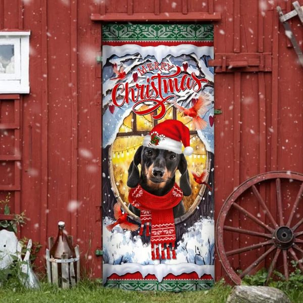 Dachshund Merry Christmas Door Cover – Dachshund Lover Gifts – Xmas Outdoor Decoration – Gifts For Dog Lovers