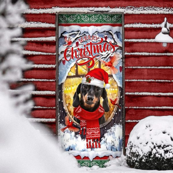 Dachshund Merry Christmas Door Cover – Dachshund Lover Gifts – Xmas Outdoor Decoration – Gifts For Dog Lovers