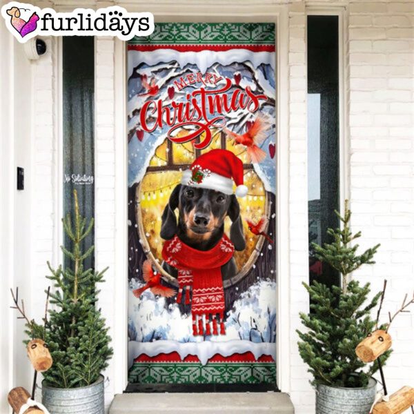 Dachshund Merry Christmas Door Cover – Dachshund Lover Gifts – Xmas Outdoor Decoration – Gifts For Dog Lovers