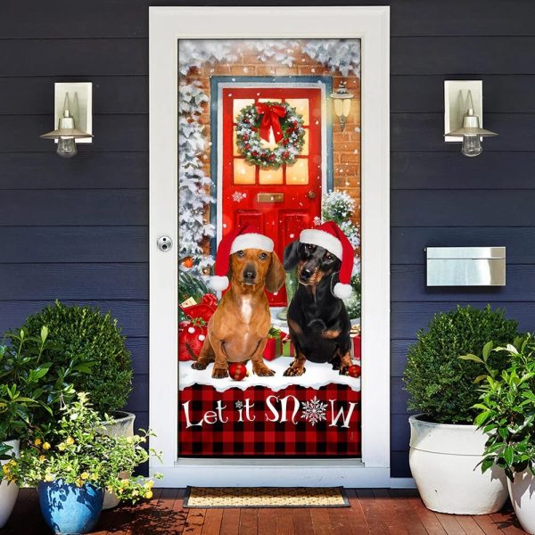 Dachshunds Christmas Door Cover – Dachshund Lover Gifts – Door Christmas Cover – Gifts For Dog Lovers