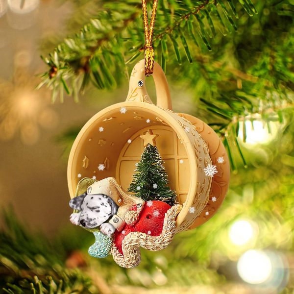 Dalmatian Sleeping In A Tiny Cup Christmas Holiday Two Sided Ornament – Best Gifts for Dog Lovers