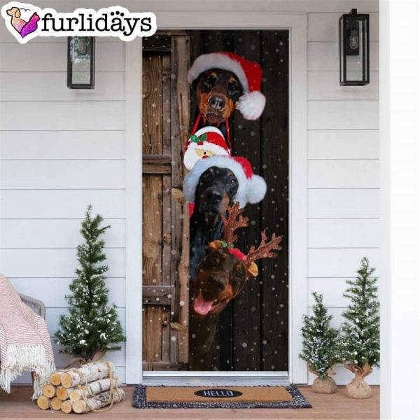 Doberman Christmas Door Cover – Xmas Gifts For Pet Lovers – Christmas Gift For Friends