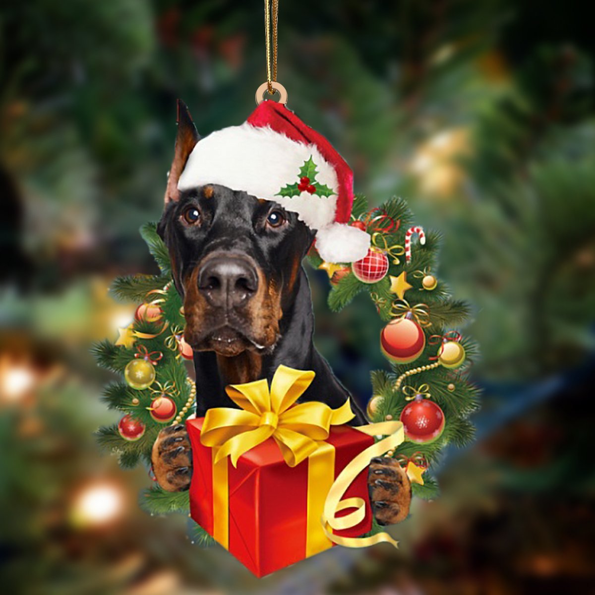 Doberman Give Gifts Hanging Ornament - Flat Acrylic Dog Ornament – Dog Lovers Gifts For Him Or Her