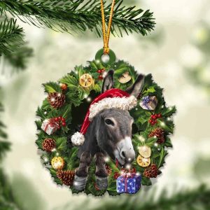 Donkey And Christmas Ornament – Acrylic Donkey Ornament – Gifts For Animals Lovers