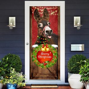 Donkey Smile Christmas Door Cover Merry Christmas Door Cover Unique Gifts Doorcover 2