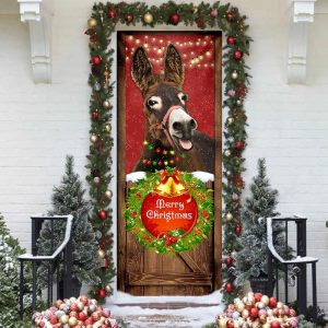 Donkey Smile Christmas Door Cover Merry Christmas Door Cover Unique Gifts Doorcover 3