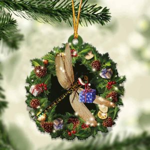 Dragonfly And Christmas Ornament – Acrylic Dragonfly Ornament – Gifts For Dragonfly Lovers