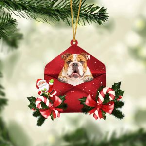 English Bulldog Christmas Letter Ornament –…