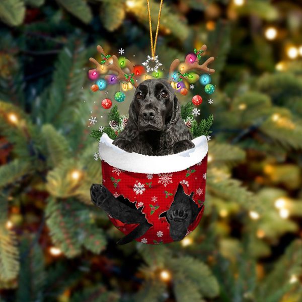 English Cocker Spaniel 1 In Snow Pocket Christmas Ornament – Two Sided Christmas Plastic Hanging