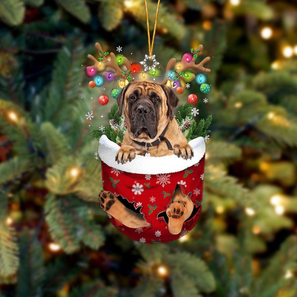 English Mastiff 1 In Snow Pocket Christmas Ornament – Two Sided Christmas Plastic Hanging