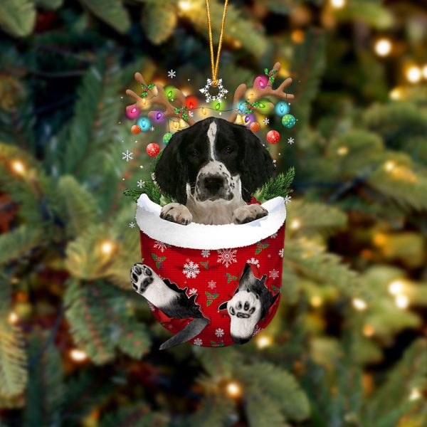 English Springer Spaniel 2 In Snow Pocket Christmas Ornament – Two Sided Christmas Plastic Hanging