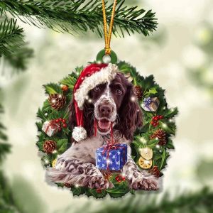 English Springer Spaniel And Christmas Ornament – Acrylic Dog Ornament – Gifts For Dog Lovers