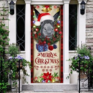 Farm Cattle Donkey Merry Christmas Door Cover Unique Gifts Doorcover 2
