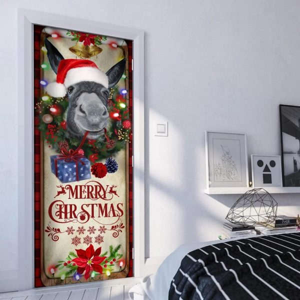 Farm Cattle Donkey Merry Christmas Door Cover – Unique Gifts Doorcover