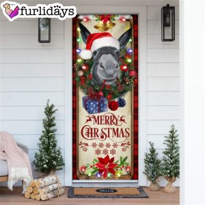 Farm Cattle Donkey Merry Christmas Door Cover Unique Gifts Doorcover 6