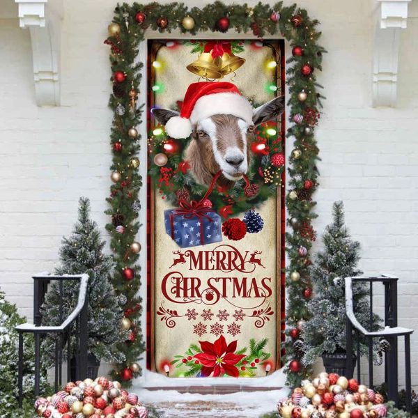 Farm Cattle Goat Merry Christmas Door Cover – Unique Gifts Doorcover – Holiday Decor