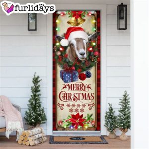 Farm Cattle Goat Merry Christmas Door Cover Unique Gifts Doorcover Holiday Decor 6