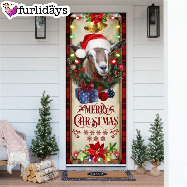 Farm Cattle Goat Merry Christmas Door Cover – Unique Gifts Doorcover – Holiday Decor