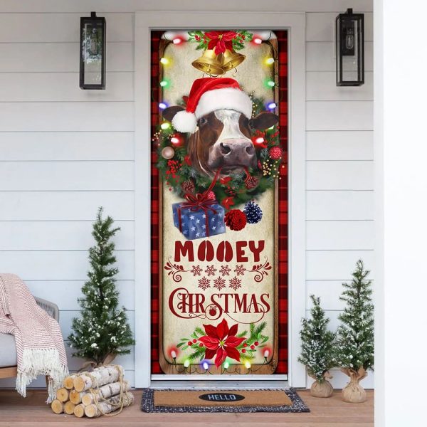 Farm Cattle Mooey Christmas Door Cover – Christmas Door Cover Decorations – Unique Gifts Doorcover