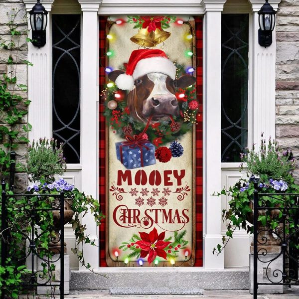 Farm Cattle Mooey Christmas Door Cover – Christmas Door Cover Decorations – Unique Gifts Doorcover