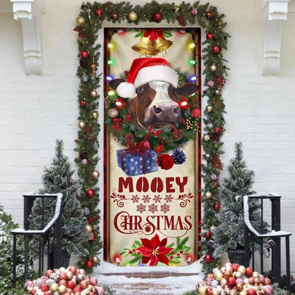 Farm Cattle Mooey Christmas Door Cover – Christmas Door Cover Decorations – Unique Gifts Doorcover