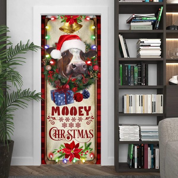 Farm Cattle Mooey Christmas Door Cover – Christmas Door Cover Decorations – Unique Gifts Doorcover