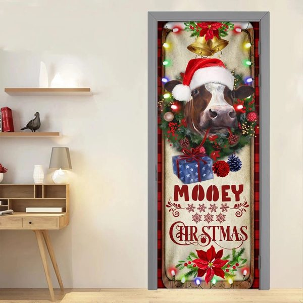 Farm Cattle Mooey Christmas Door Cover – Christmas Door Cover Decorations – Unique Gifts Doorcover