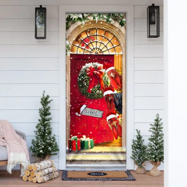 Farmhouse Chicken Christmas Door Cover – Unique Gifts Doorcover