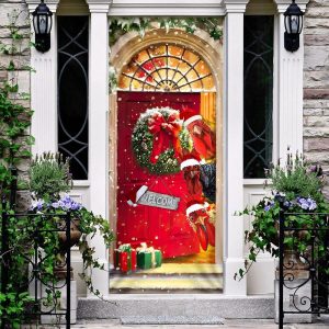 Farmhouse Chicken Christmas Door Cover Unique Gifts Doorcover 2