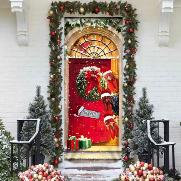 Farmhouse Chicken Christmas Door Cover – Unique Gifts Doorcover