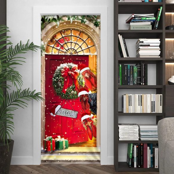 Farmhouse Chicken Christmas Door Cover – Unique Gifts Doorcover